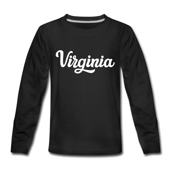 Virginia Youth Long Sleeve Shirt - Hand Lettered Youth Long Sleeve Virginia Tee - black
