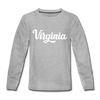 Virginia Youth Long Sleeve Shirt - Hand Lettered Youth Long Sleeve Virginia Tee - heather gray
