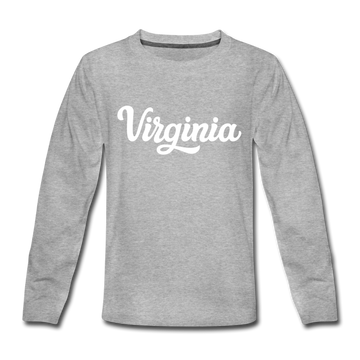 Virginia Youth Long Sleeve Shirt - Hand Lettered Youth Long Sleeve Virginia Tee - heather gray