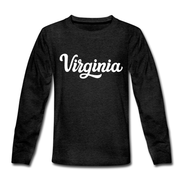 Virginia Youth Long Sleeve Shirt - Hand Lettered Youth Long Sleeve Virginia Tee - charcoal gray