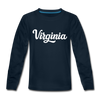 Virginia Youth Long Sleeve Shirt - Hand Lettered Youth Long Sleeve Virginia Tee - deep navy