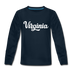 Virginia Youth Long Sleeve Shirt - Hand Lettered Youth Long Sleeve Virginia Tee - deep navy