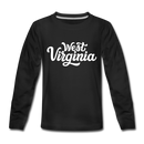 West Virginia Youth Long Sleeve Shirt - Hand Lettered Youth Long Sleeve West Virginia Tee - black