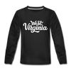 West Virginia Youth Long Sleeve Shirt - Hand Lettered Youth Long Sleeve West Virginia Tee - black