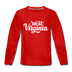 West Virginia Youth Long Sleeve Shirt - Hand Lettered Youth Long Sleeve West Virginia Tee - red