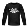 West Virginia Youth Long Sleeve Shirt - Hand Lettered Youth Long Sleeve West Virginia Tee - charcoal gray