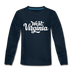 West Virginia Youth Long Sleeve Shirt - Hand Lettered Youth Long Sleeve West Virginia Tee - deep navy