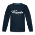 Wisconsin Youth Long Sleeve Shirt - Hand Lettered Youth Long Sleeve Wisconsin Tee - deep navy