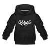 Colorado Youth Hoodie - Hand Lettered Youth Colorado Hooded Sweatshirt - black