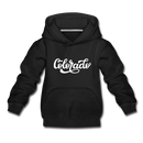 Colorado Youth Hoodie - Hand Lettered Youth Colorado Hooded Sweatshirt - black