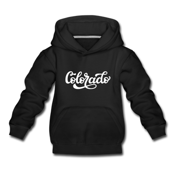 Colorado Youth Hoodie - Hand Lettered Youth Colorado Hooded Sweatshirt - black