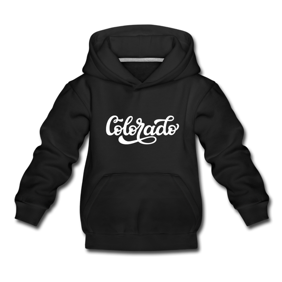 Colorado Youth Hoodie - Hand Lettered Youth Colorado Hooded Sweatshirt - black