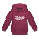 Colorado Youth Hoodie - Hand Lettered Youth Colorado Hooded Sweatshirt - burgundy