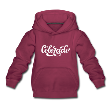 Colorado Youth Hoodie - Hand Lettered Youth Colorado Hooded Sweatshirt - burgundy