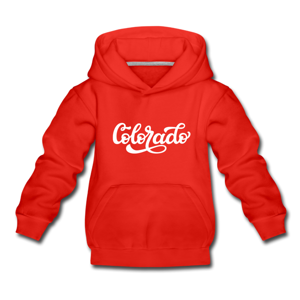 Colorado Youth Hoodie - Hand Lettered Youth Colorado Hooded Sweatshirt - red