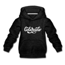 Colorado Youth Hoodie - Hand Lettered Youth Colorado Hooded Sweatshirt - charcoal gray