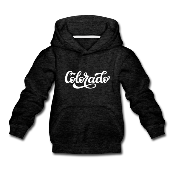 Colorado Youth Hoodie - Hand Lettered Youth Colorado Hooded Sweatshirt - charcoal gray