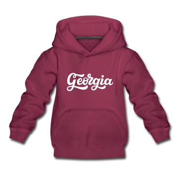 Georgia Youth Hoodie - Hand Lettered Youth Georgia Hooded Sweatshirt - burgundy