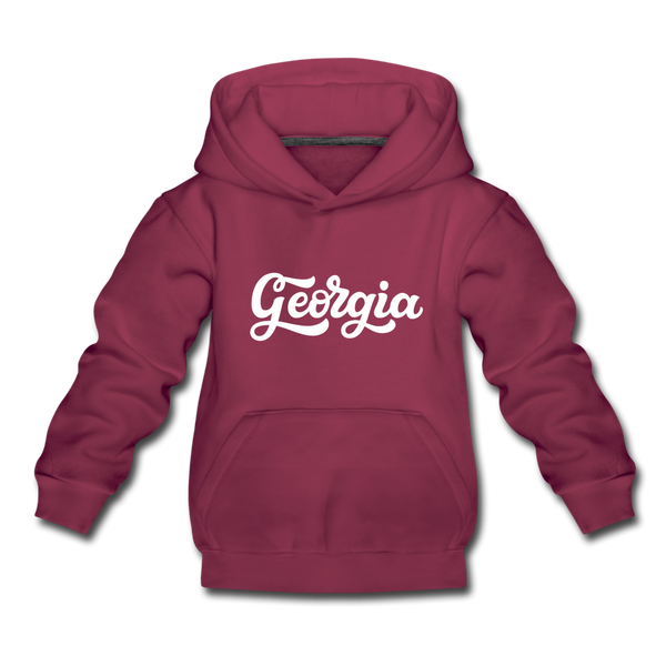Georgia Youth Hoodie - Hand Lettered Youth Georgia Hooded Sweatshirt - burgundy