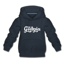 Georgia Youth Hoodie - Hand Lettered Youth Georgia Hooded Sweatshirt - navy