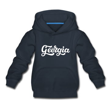 Georgia Youth Hoodie - Hand Lettered Youth Georgia Hooded Sweatshirt - navy