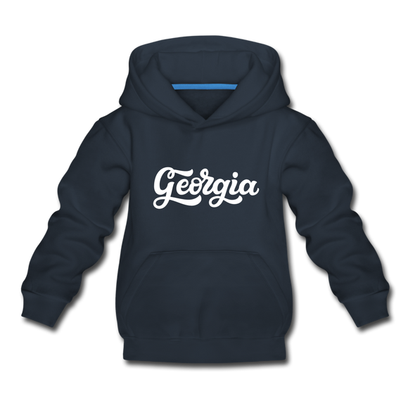 Georgia Youth Hoodie - Hand Lettered Youth Georgia Hooded Sweatshirt - navy