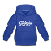 Georgia Youth Hoodie - Hand Lettered Youth Georgia Hooded Sweatshirt - royal blue