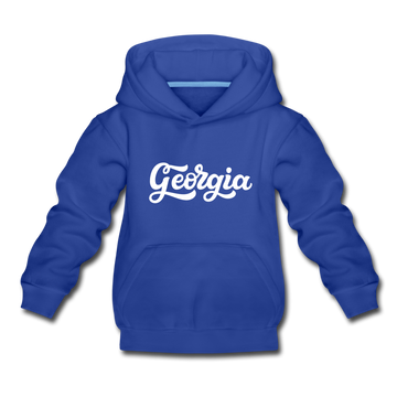 Georgia Youth Hoodie - Hand Lettered Youth Georgia Hooded Sweatshirt - royal blue