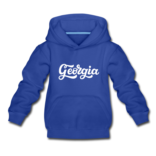 Georgia Youth Hoodie - Hand Lettered Youth Georgia Hooded Sweatshirt - royal blue