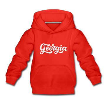 Georgia Youth Hoodie - Hand Lettered Youth Georgia Hooded Sweatshirt - red