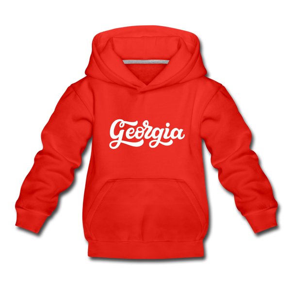 Georgia Youth Hoodie - Hand Lettered Youth Georgia Hooded Sweatshirt - red