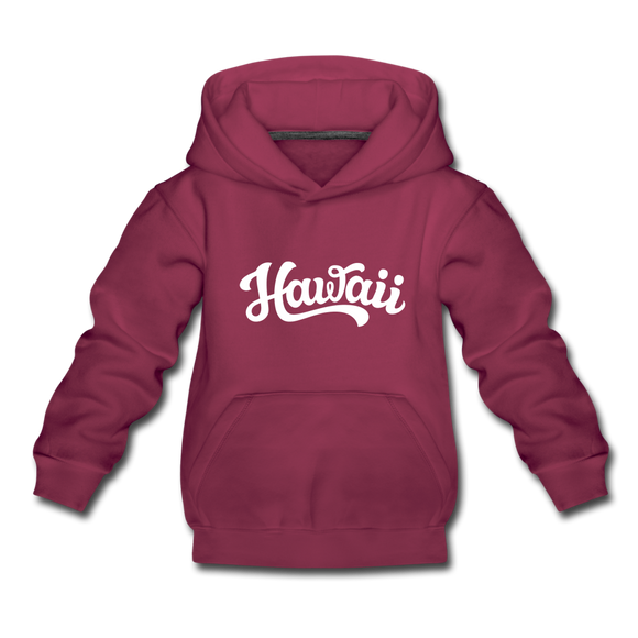 Hawaii Youth Hoodie - Hand Lettered Youth Hawaii Hooded Sweatshirt - burgundy