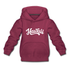 Hawaii Youth Hoodie - Hand Lettered Youth Hawaii Hooded Sweatshirt - burgundy