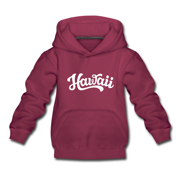 Hawaii Youth Hoodie - Hand Lettered Youth Hawaii Hooded Sweatshirt - burgundy