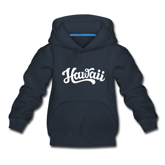 Hawaii Youth Hoodie - Hand Lettered Youth Hawaii Hooded Sweatshirt - navy