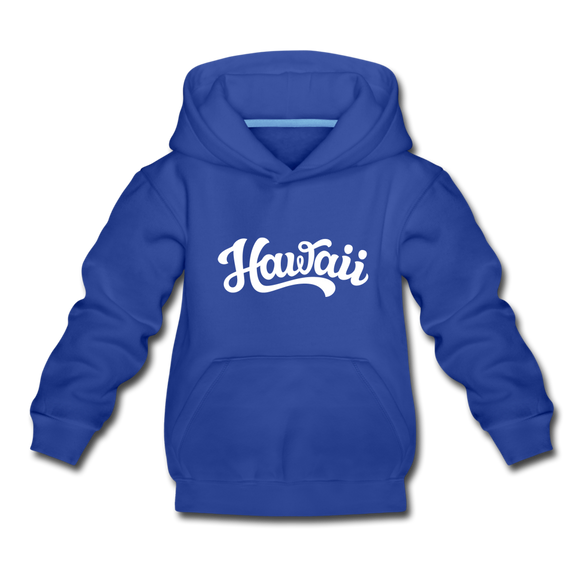 Hawaii Youth Hoodie - Hand Lettered Youth Hawaii Hooded Sweatshirt - royal blue