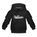 Indiana Youth Hoodie - Hand Lettered Youth Indiana Hooded Sweatshirt - black