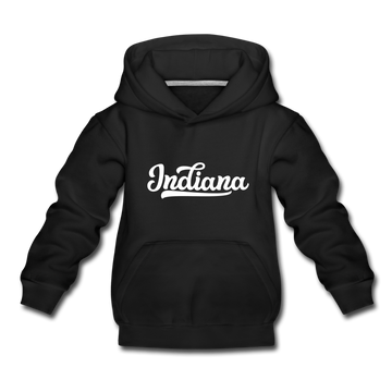 Indiana Youth Hoodie - Hand Lettered Youth Indiana Hooded Sweatshirt - black