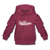 Indiana Youth Hoodie - Hand Lettered Youth Indiana Hooded Sweatshirt - burgundy