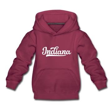 Indiana Youth Hoodie - Hand Lettered Youth Indiana Hooded Sweatshirt - burgundy