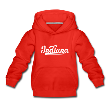 Indiana Youth Hoodie - Hand Lettered Youth Indiana Hooded Sweatshirt - red