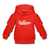 Indiana Youth Hoodie - Hand Lettered Youth Indiana Hooded Sweatshirt - red