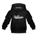 Indiana Youth Hoodie - Hand Lettered Youth Indiana Hooded Sweatshirt - charcoal gray