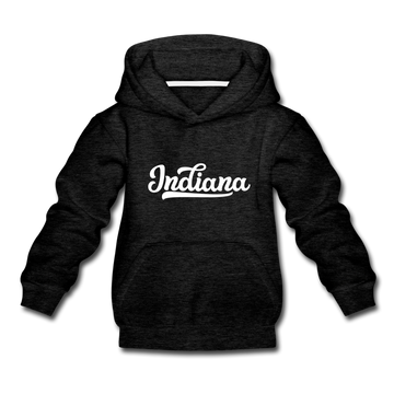Indiana Youth Hoodie - Hand Lettered Youth Indiana Hooded Sweatshirt - charcoal gray
