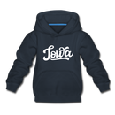 Iowa Youth Hoodie - Hand Lettered Youth Iowa Hooded Sweatshirt - navy