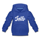 Iowa Youth Hoodie - Hand Lettered Youth Iowa Hooded Sweatshirt - royal blue