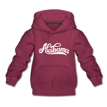 Alabama Youth Hoodie - Hand Lettered Youth Alabama Hooded Sweatshirt - burgundy