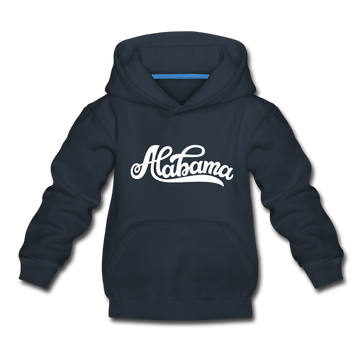 Alabama Youth Hoodie - Hand Lettered Youth Alabama Hooded Sweatshirt - navy