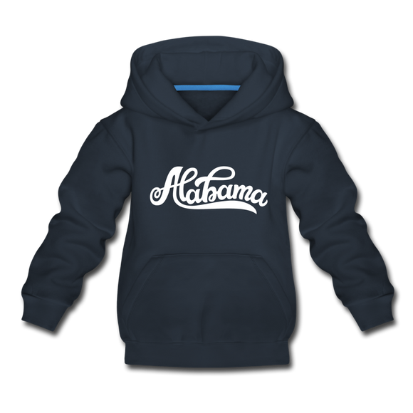 Alabama Youth Hoodie - Hand Lettered Youth Alabama Hooded Sweatshirt - navy