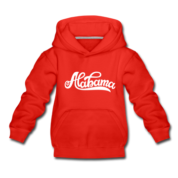 Alabama Youth Hoodie - Hand Lettered Youth Alabama Hooded Sweatshirt - red